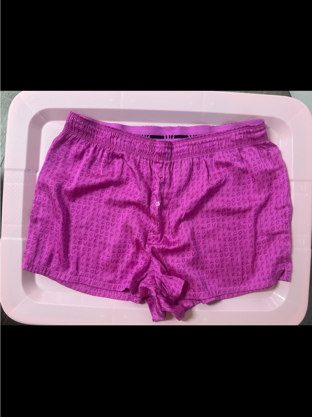 PINK Victoria's Secret Magenta Logo-Print Sleep Shorts